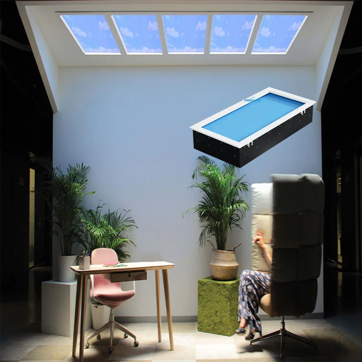 Coelux LED Sky Windows Panel Light Industrial-Style Artificial Ceiling Skylights Circadian Natural Sunlight Effect