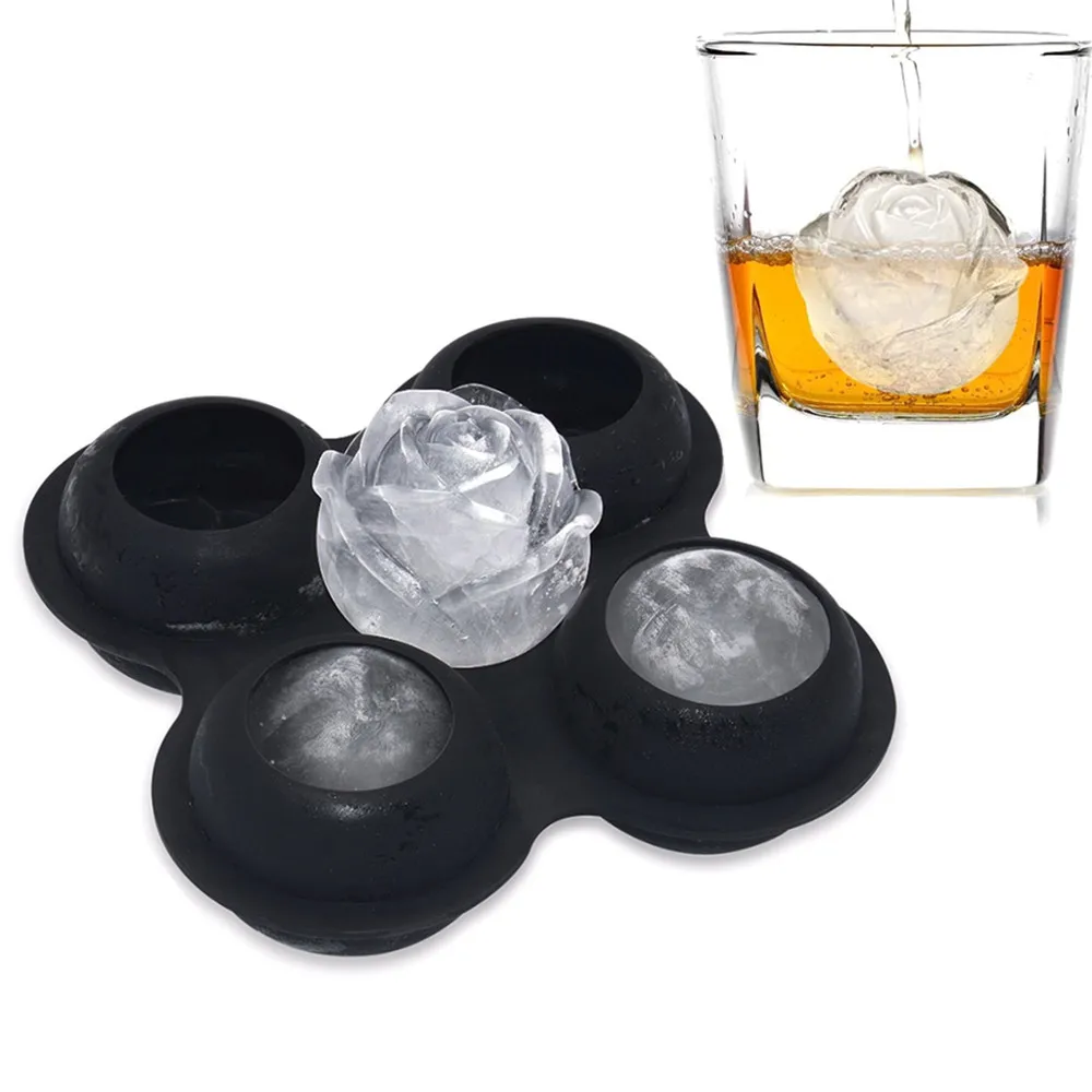 Rose Design 2.5 Inch Large Whiskey Ice Ball Maker Silicone Sphere Ice Mold  Custom Ice Cube Tray - Buy Rose Design 2.5 Inch Large Whiskey Ice Ball