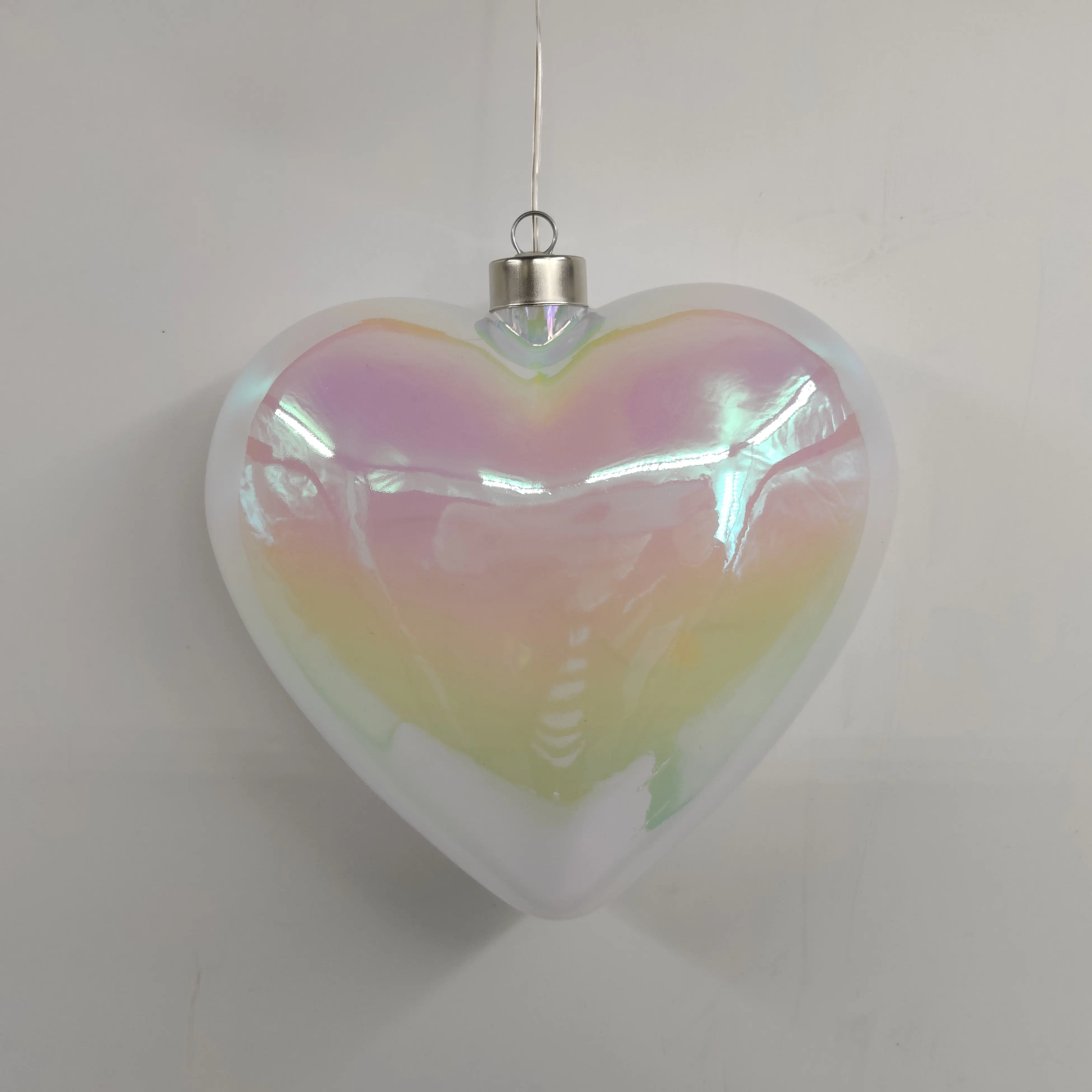 Personalized string lights chain clear pink hand blown glass heart shaped Christmas tree hanging decoration ornaments supplier