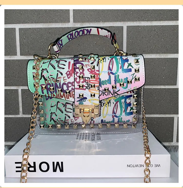 trendy bag famous brand crossbody purses and handbags luxury women graffiti jelly hand bags