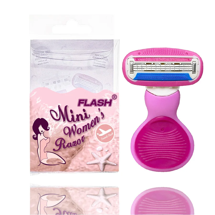 Mini Size Woman Replaceable Razor with Triple Blade Plastic Cover for Face Body Underarm Shaving