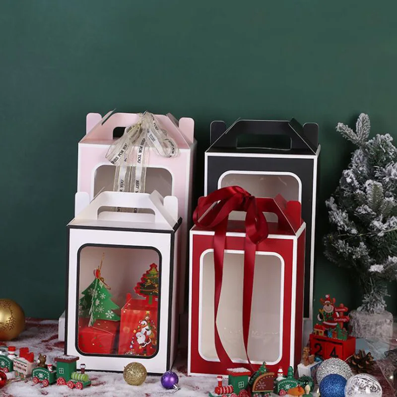 Christmas Treat Bags | Lipack Christmas Ornament Storage Box Christmas Props Gift Paper Box Window Decoration 2