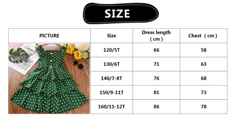 2022 Girls Summer Dot Pattern Kids Party Dresses for Children Ruffles Chiffon Dresses 6 8 10 12 14