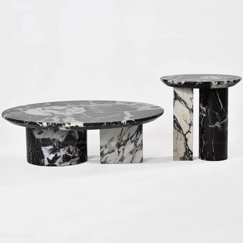 product elegant black marble coffee table natural stone side table home furniture living room dining apartment home office outdoor-2