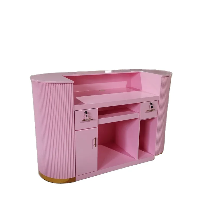 Kisen Customized Design White Reception Desk Acrylic Solid Surface Office Furniture White Corians Office Front Desk