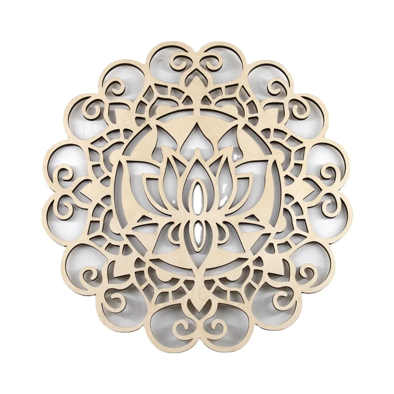 Juego De 8 Posavasos De Madera Con Geometría Sagrada, Diámetro 14 Cm, Para Decoración, Yoga Y Meditación