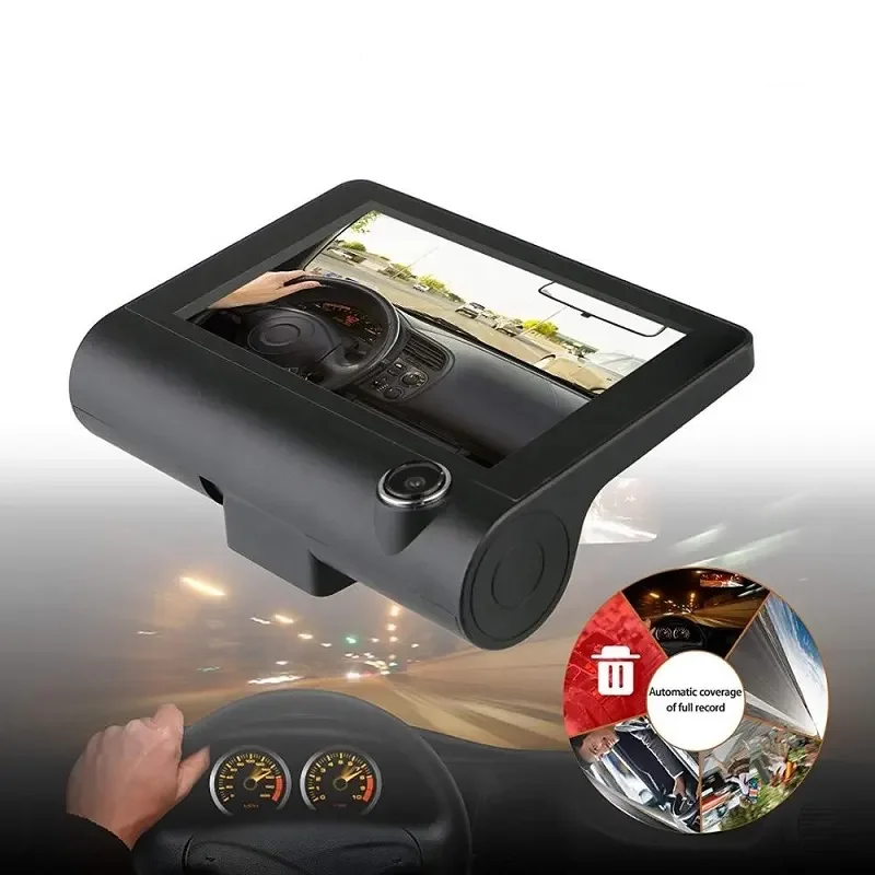 Otomatik kayıt Dash kamera araba dvr'ı 4 inç ekran Dash kamera 3 kameralar Lens dikiz kamera ile taşınabilir Video kaydedici