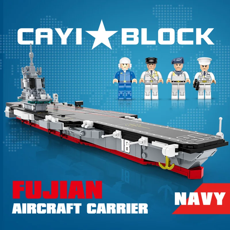 CAYI 003 Fujian Aircraft Carrier Moc Modern Military Submarine Aircraft Carrier DIY Assembly Bricks Building Blocks Sets Toys