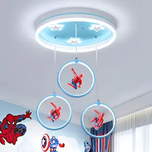 Modern Creative Eye protection Led Cartoon SpiderMan Stars Shape Modern Led Ceiling Light Kids Lamps