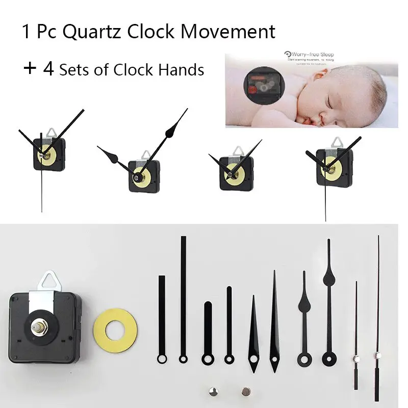St. Leonhard meccanismo orologio radio silenzioso: Set di 4 movimenti orologio a quarzo con 3 set di lancette per orologi personalizzati (movimento per orologio da parete radio controllato