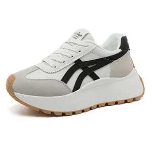 Customized Thick Soled Campus Style Spliced Color Casual Shoes Versatile Lace up Round Toe Anti-Skidding Sneakers