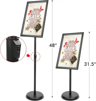 Sign Stand  with Heavy Duty Pedestal Adjustable Pedestal Poster Stand Aluminum Snap Frame for 8.5 x 11 Inch, B