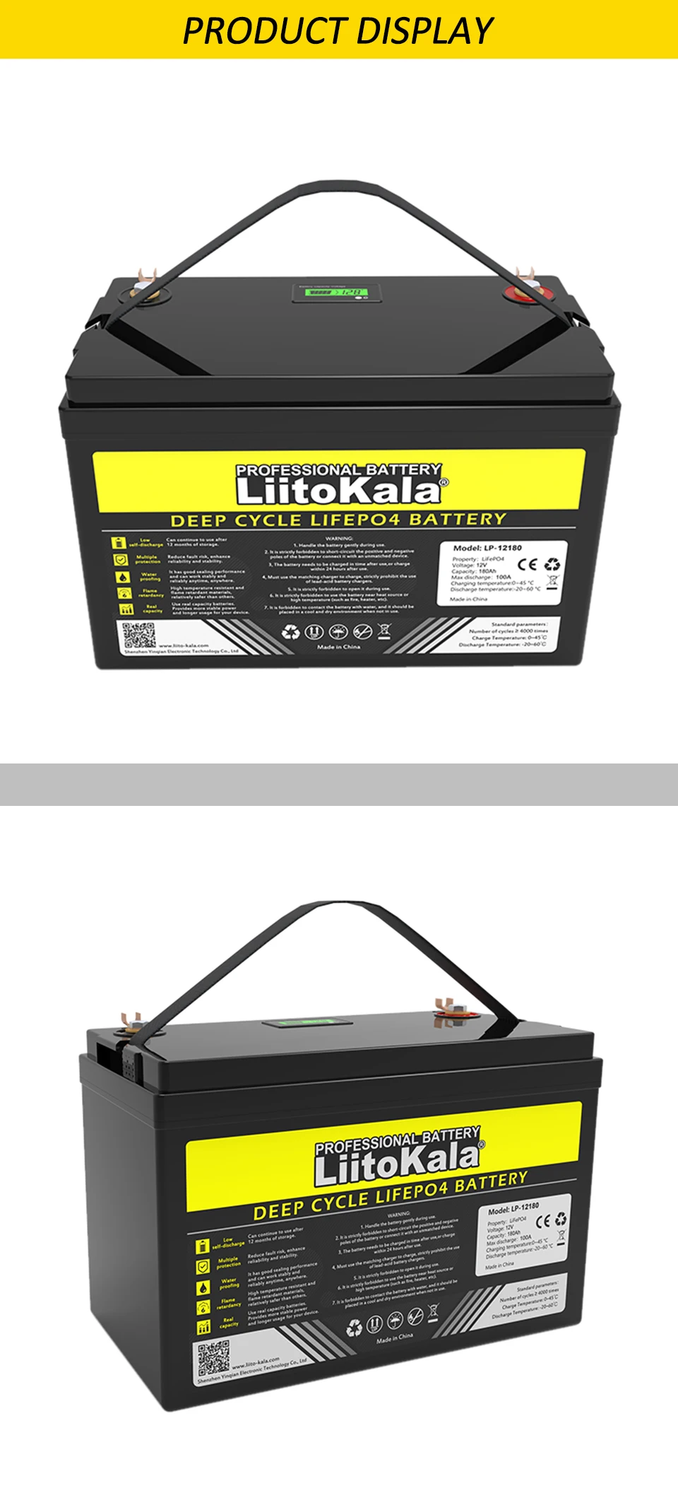 Liitokala 12v 180ah Lifepo4 Lithium Ion Battery Pack Deep Cycle ...