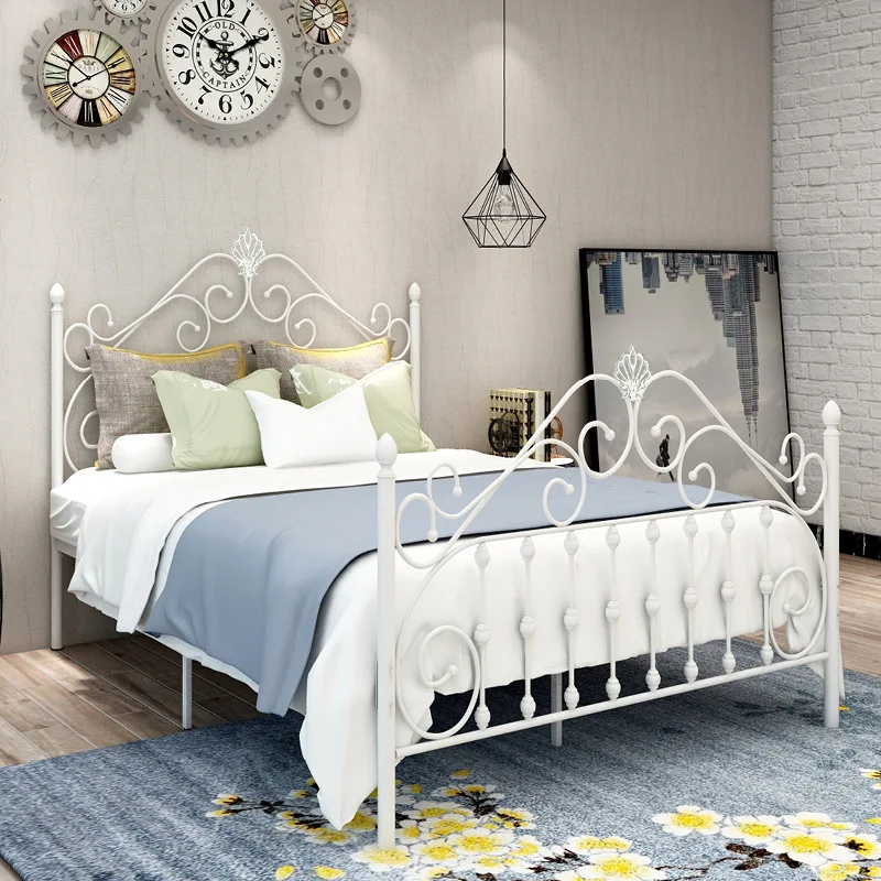Роскошная прочная металлическая мягкая кровать с четырьмя постерами мебель для спальни