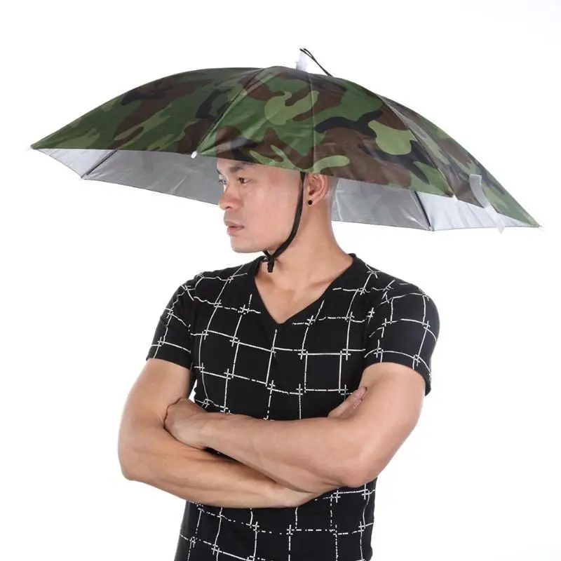 Head Umbrella Anti-Rain Fishing Anti-Sun Umbrella Hat Adults Supplies A 