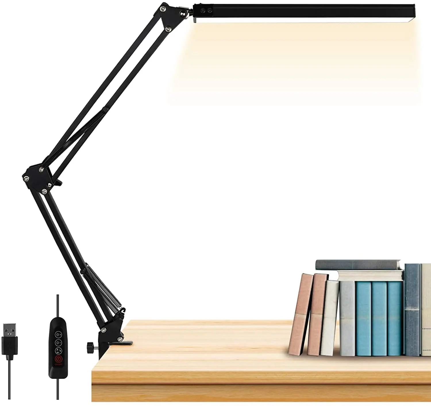 LED Desk Lamp Architect Task Lamp Metal Swing Arm Dimmable Table  Clamp Lamp 