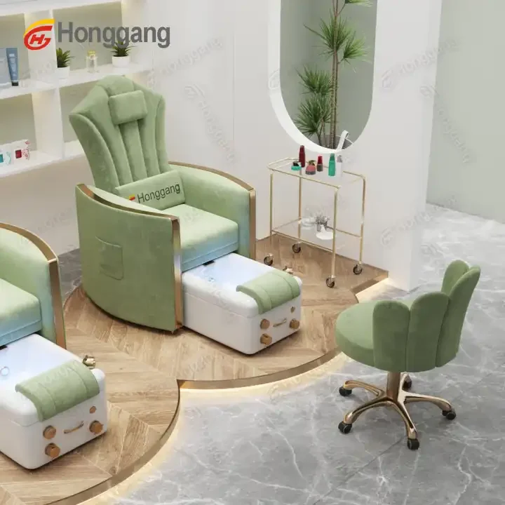 Hot Sale New Electric Reverse Back Pink Pedicure Chair Ceramic Basin