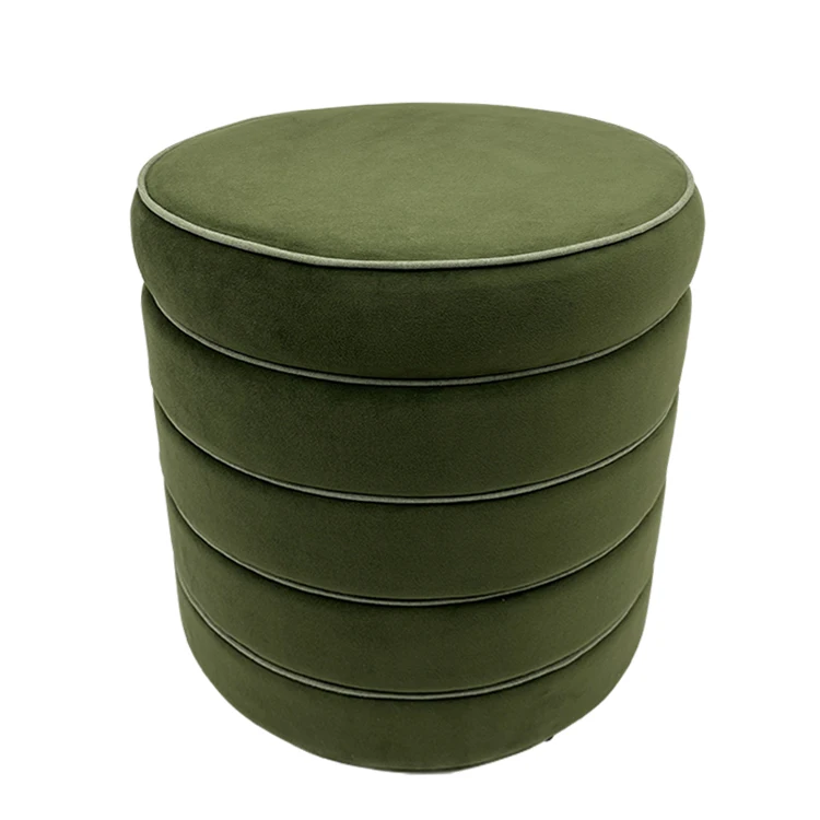 Hot Selling Home Furniture Modern Luxury Velvet Round Pouf Ottoman for Living Leisure