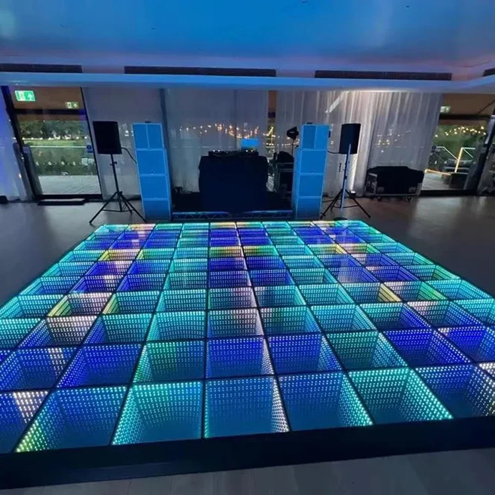 Remote Controlled 3d Effect Tempered Glass Floor Panels Sensitive Infinity Mirror Led Dance Floor Tile