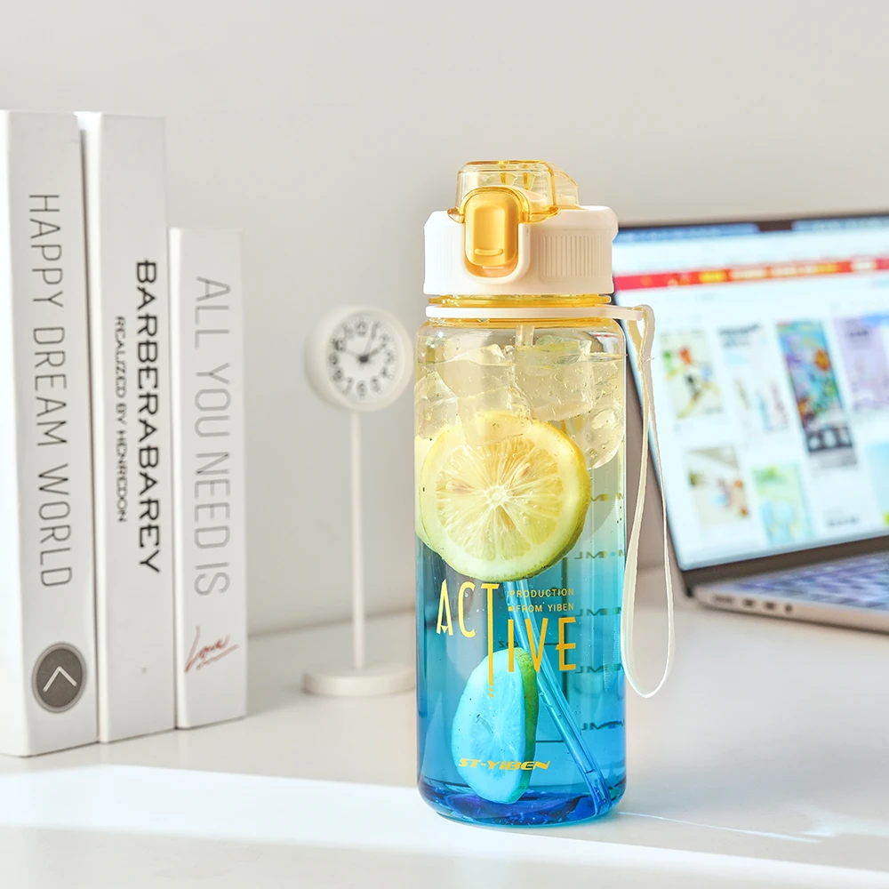 Yiben 1.1L Fashion Changing Color Outdoor Portable Plastic Bpa Free Water Bottle with Straw