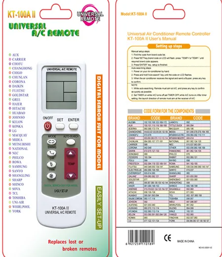 KT Universal Remote Control Ac Remote Control air Conditioner Remote Controller