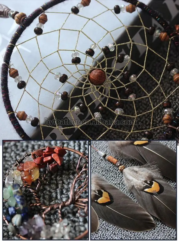 Оптовая продажа, украшение «Ловец снов» из перьев, традиционные ветряные колокольчики ручной работы, подвесной Ловец снов