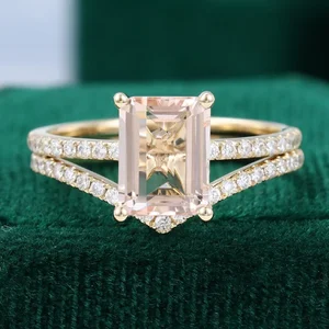 Diamond Engagement Rings for Women Moissanite Wedding Bands Mens 9K Gold Rings Emerald Cut Lab Grown Diamond Jewellery
