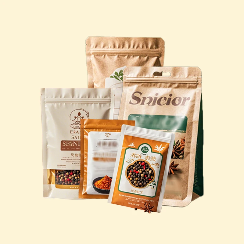 Custom Printed Stand up Pouch Zip Plastic Powder Corn Flour Seasoning Packaging Spices Dried Fruit Tea Spice Bags