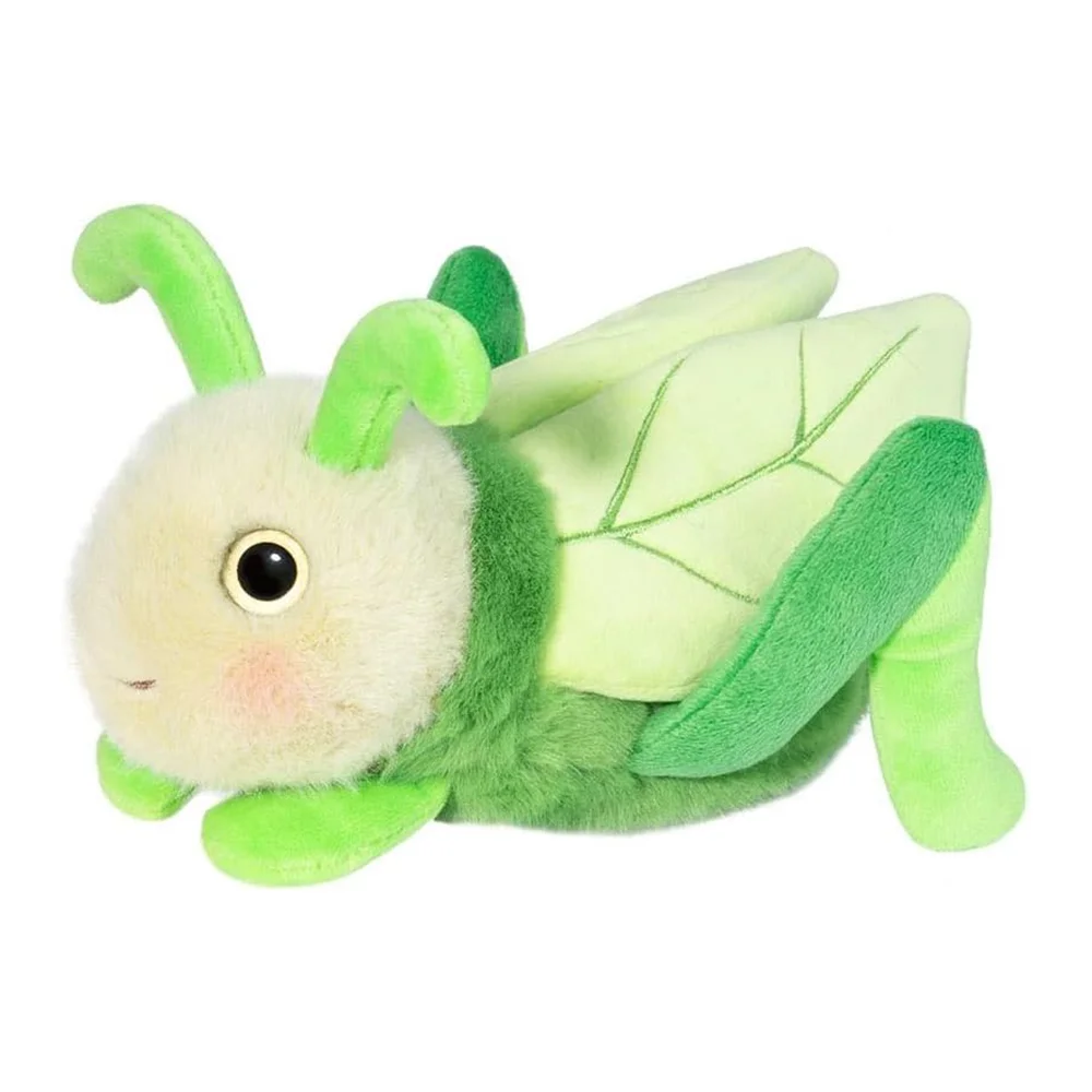 Eye Catching Vivid Green Cartoon Locust with Perky Antennae Soft Fabric Cover Lifelike Wings Plastic Eyes Plush Grasshopper Toy