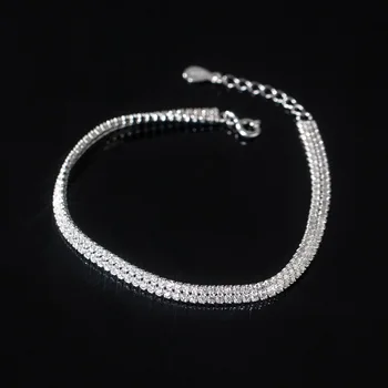 fashion jewelry 925 sterling silver tennis chain bracelets sparkling 4MM diamond two row of 2MM zircon bracelets women