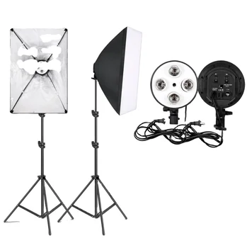 Description  It Is a Perfect Digital Photo Video Lighting Softbox Kit. Four Lamp Holder:Match with 4 Bulbs,E27 Base Suit for Mos