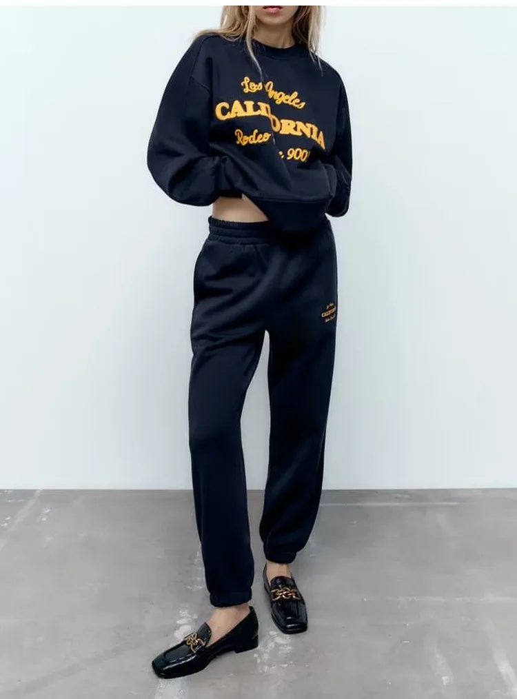 Manufacturers Custom Letter Embroidery Women's Hoodies & Sweatshirts Sweatpants Sweat Suit