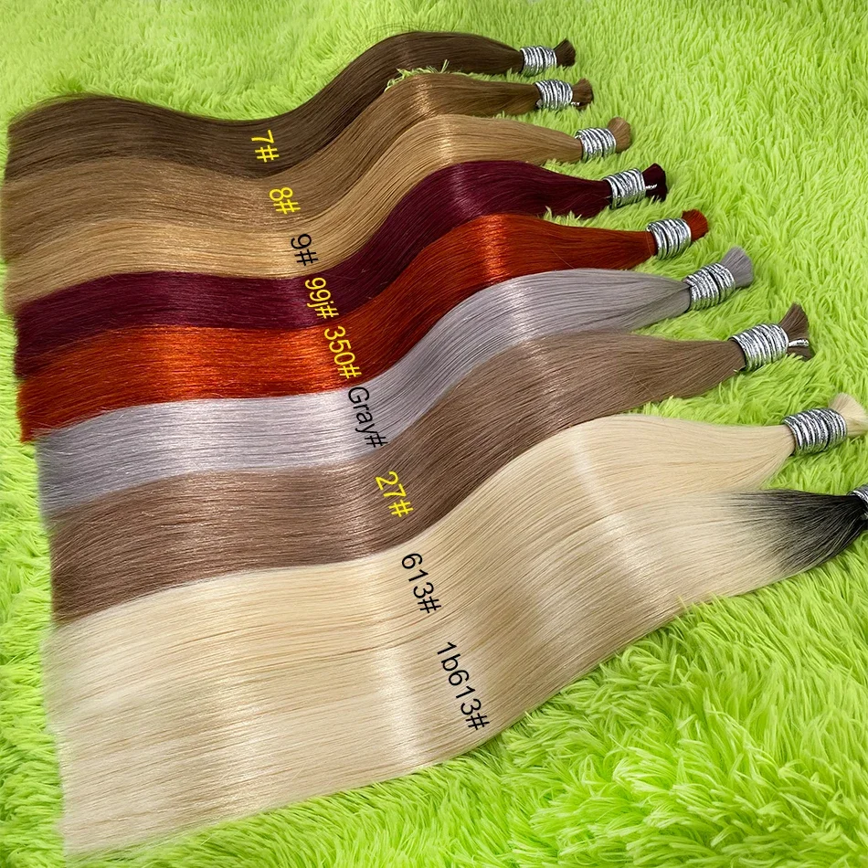 100% Real Virgin Straight Human Hair Bulk Extension 1b 613 Honey Blonde Weaving For Braiding_voghion.com