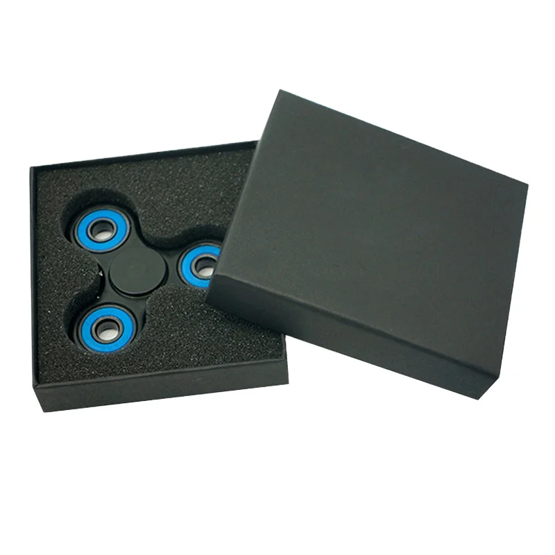 Custom Base and Lid Box Size Made Black Art Paper Gift Box Inside Sponge for Fingertip Gyroscope Packaging Paper Product