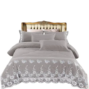 6PCS Comforter Fitted Sheet 4 Pillowcases Bedsheet Duvet Cover Solid Duvet Set