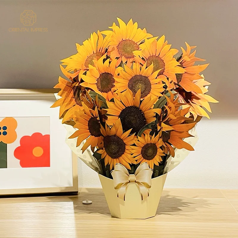 Exclusive Paper Pop Up Flower Bouquet Greeting Card 3d Sunflower Thank ...