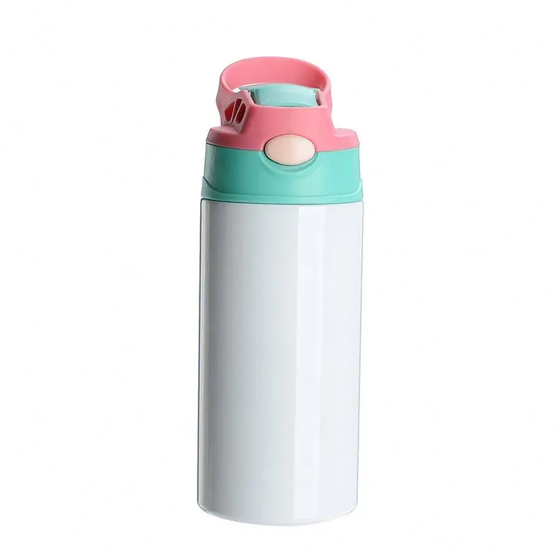 Wholesale 12oz Sublimation Kids Tumbler White Blank Sippy Cup With Straw Stainless Steel Water Bottle For Children Birthday Gift_voghion.com