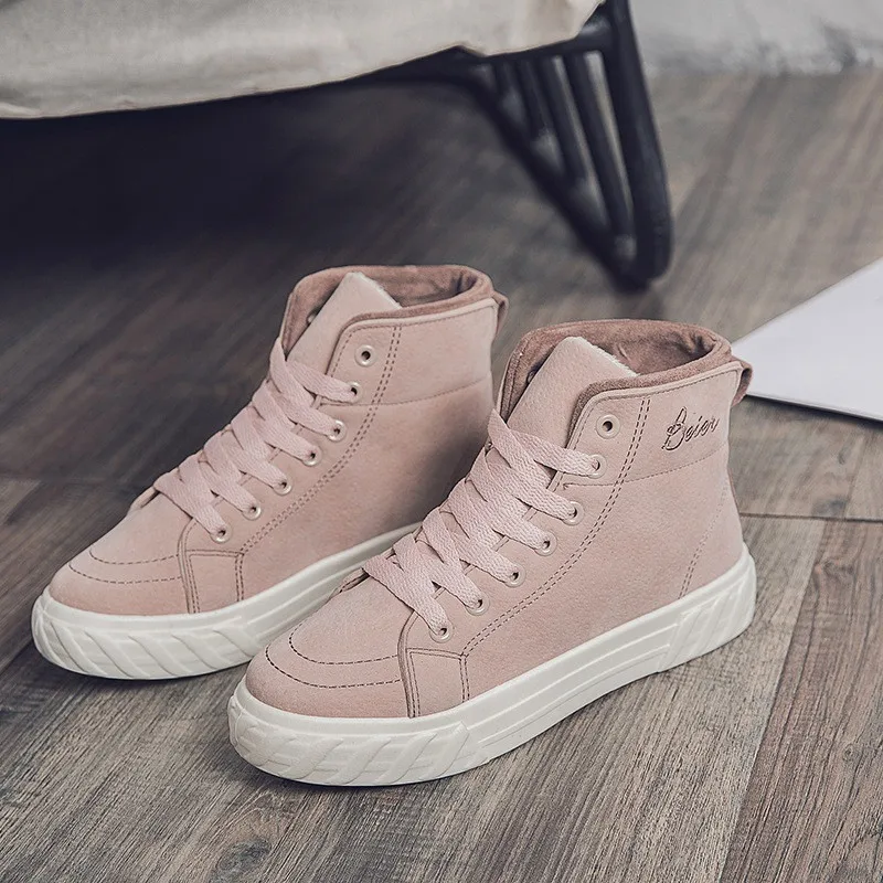 Хлопковая женская бархатная Спортивная Толстая теплая Студенческая Повседневная дикая осенне-зимняя обувь для скейтборда