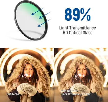 30 Layers Nano Coatings Black Mist Filter NEEWER 37mm Black Pro Mist Camera Filter 1/4  Camera Len Filter detail image