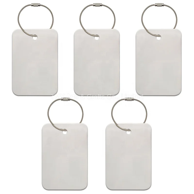 Оптовая продажа водонепроницаемая белая двухсторонняя металлическая бирка с принтом сублимационная алюминиевая дорожная для багажа