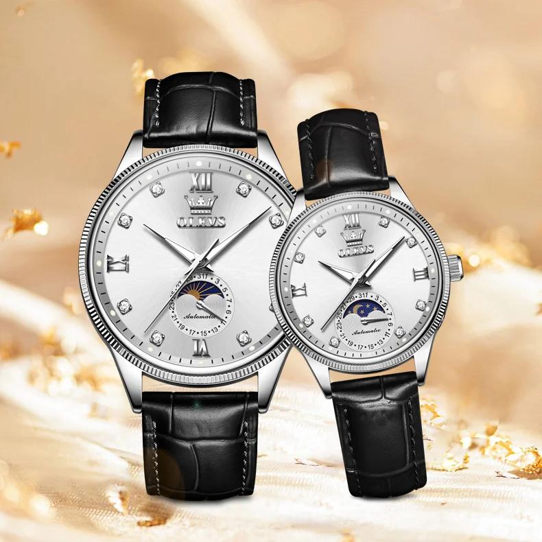 Olevs Uhren Bei Amazon Kaufen OLEVS 7039 Moon Phase Hand Clock