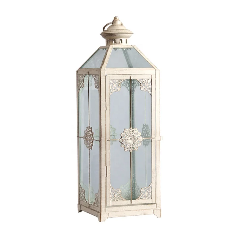 Metal With Glass lantern Outdoor Garden And Indoor Decorative Metal Lantern For Candle Antique Home 