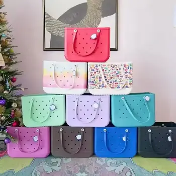 Customizable Eva Silicone Rubber Beach Bogg Bag  Tote  Waterproof Handbag Tote for Corporate Gift Giving