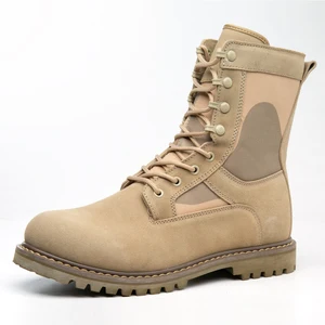 Cow Suede Leather and Oxford Fabric High Top Mountain Climbing Sneakers Hunting Boots for Men