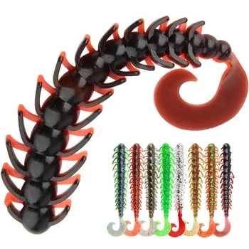 CHEERY Plastic Soft Roll Tail Midwater Bait Worm Lures 6g 110mm Threaded for Trout Bass Saltwater River Float Fishing Hooks – Soft Lure – view 2