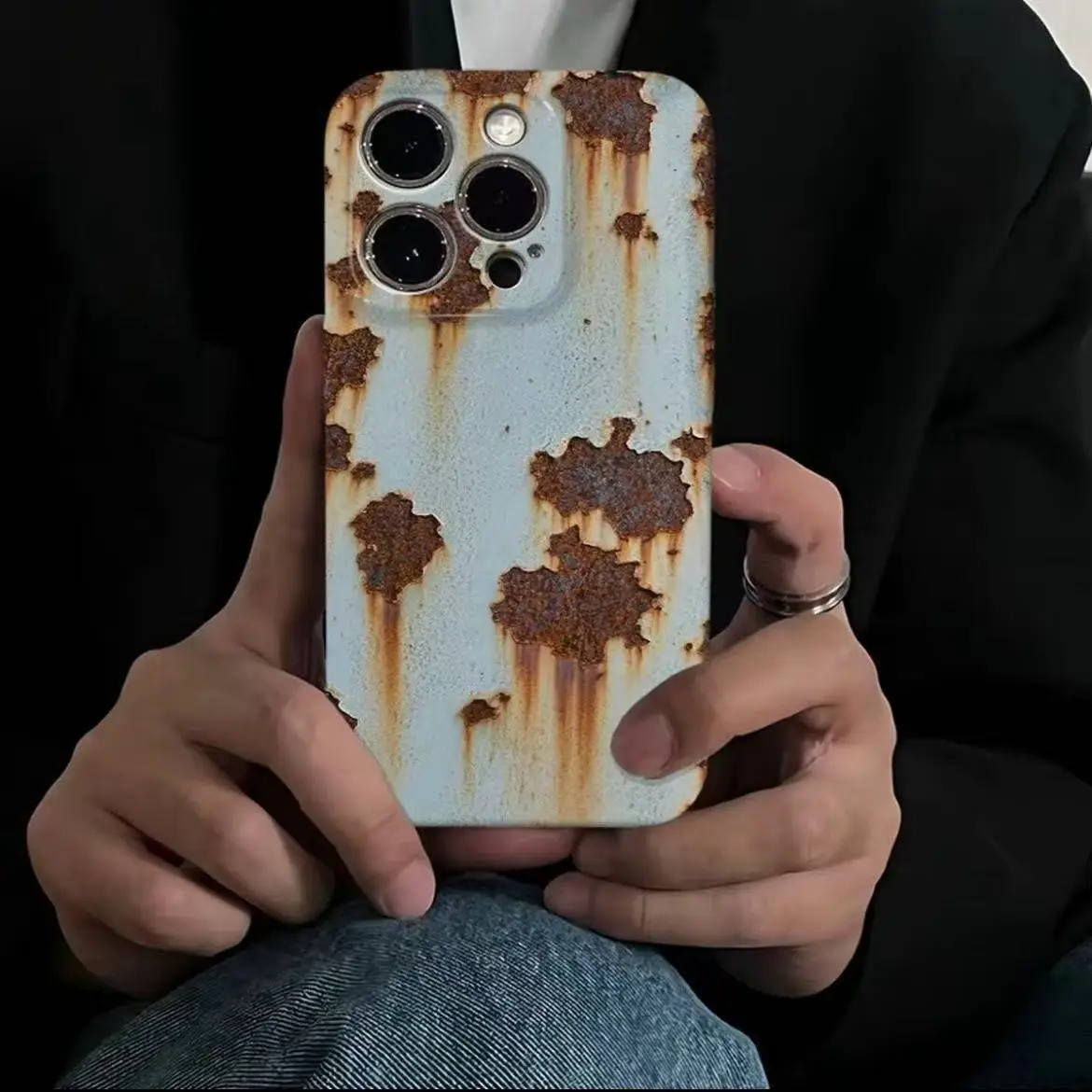 Heat Transfer Rusty Fleece Shell Style Film Hard Phone Shell Case for iPhone 17 16 15 14 13 12 Pro Max Plus Protect Phone Cover