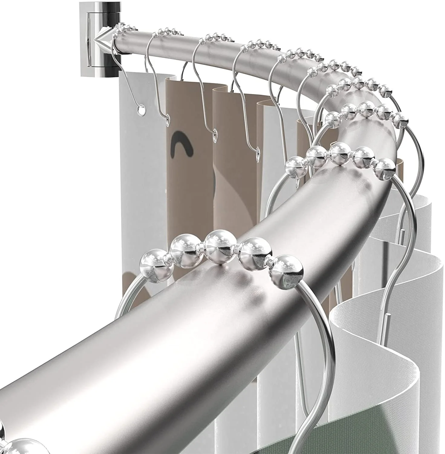 High Quality Adjustable Stainless Steel Wall Mounted Curved Shower Curtain Rod Bending Shower Curtain Poles Rod