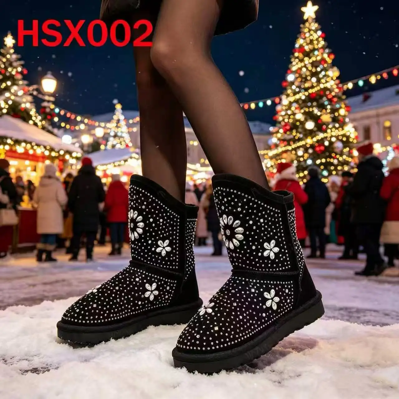ZYF,Snowscape Viewing Durable Suede Leather Women Snow Boots Cotton-padded and Thickened Lady Winter Boots with Rivet HSX002