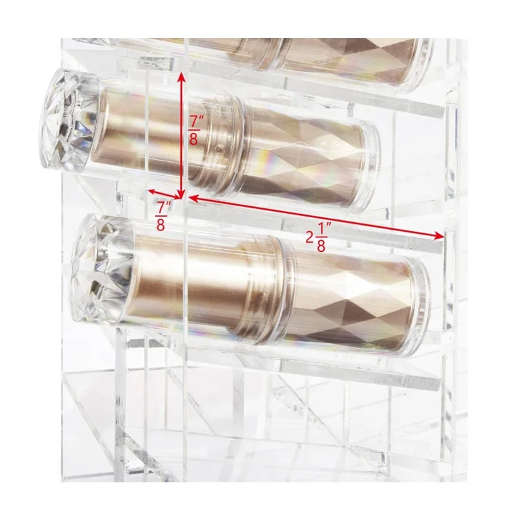 Simple Rotating Acrylic Cosmetic Lipstick Tower Organizer Water Resistant Storage Display Customizable Color Size Custom Logo 64
