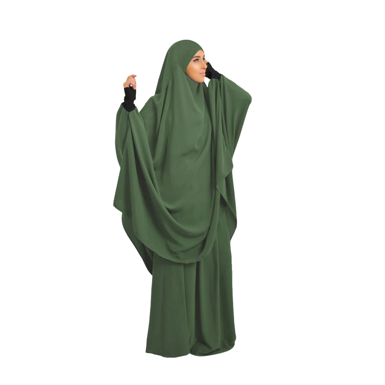 Yibaoli Hot Sale Well Made Jersey Overhead Knit Jilbab 2 Piece Jilbab Set